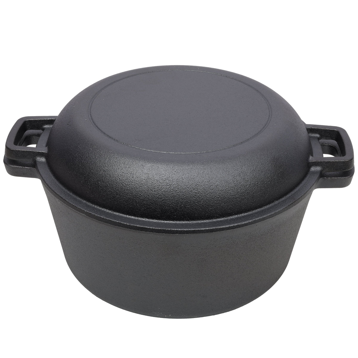 2-in-1 Cast Iron Dutch Oven, 5 Qt, with Silicone Handle Covers