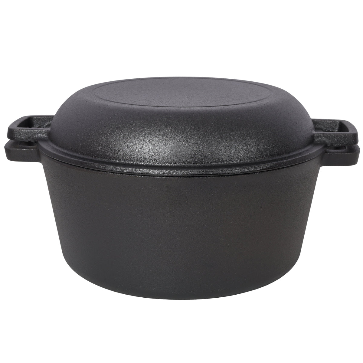 2-in-1 Cast Iron Dutch Oven, 5 Qt, with Silicone Handle Covers