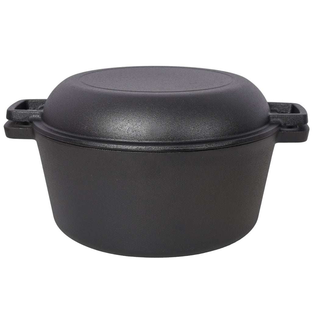 3-in-1 Cast Iron Dutch Oven & Skillet Lid, 5 Qt, with Pot Rack