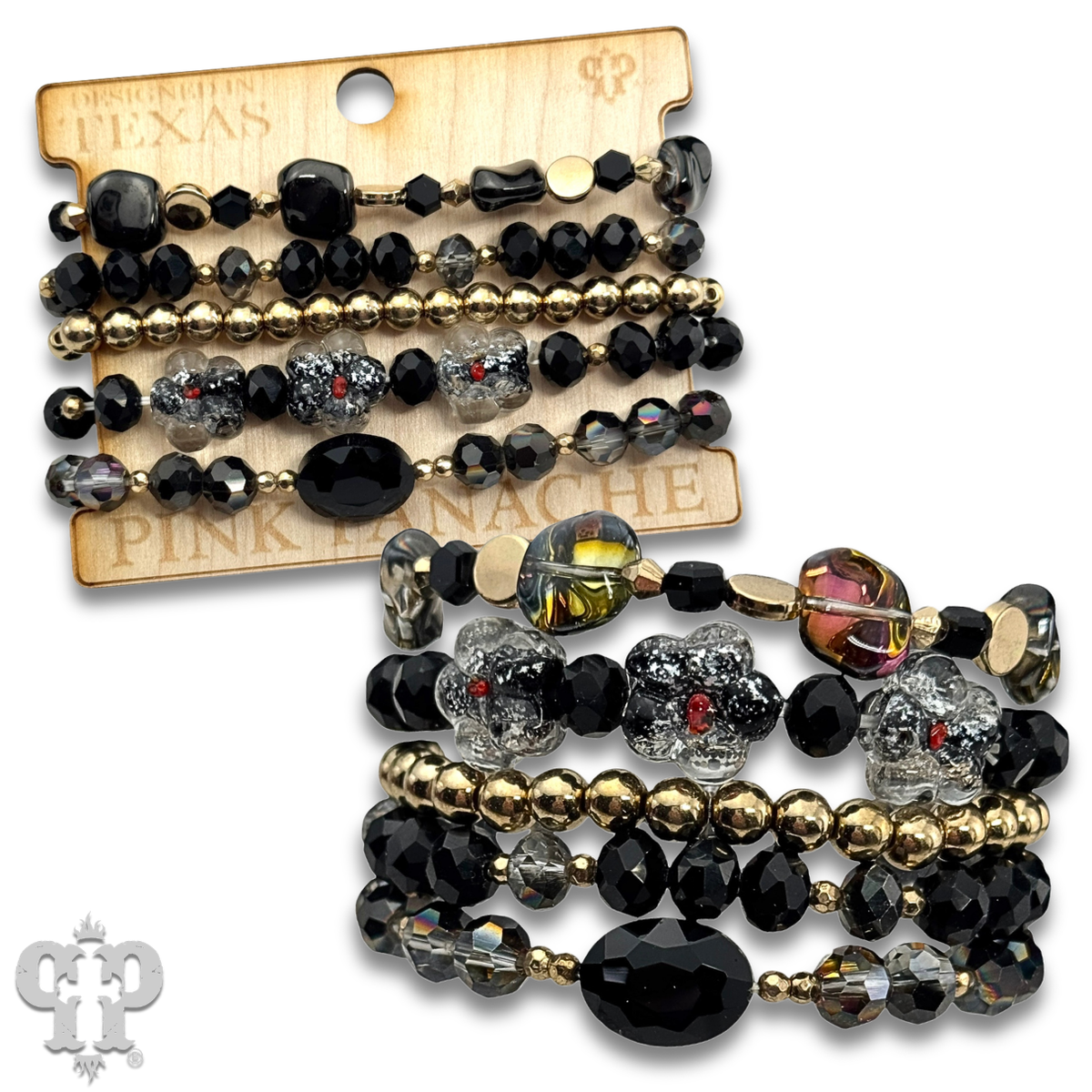 Glass bead variety mix bracelet stack - LC