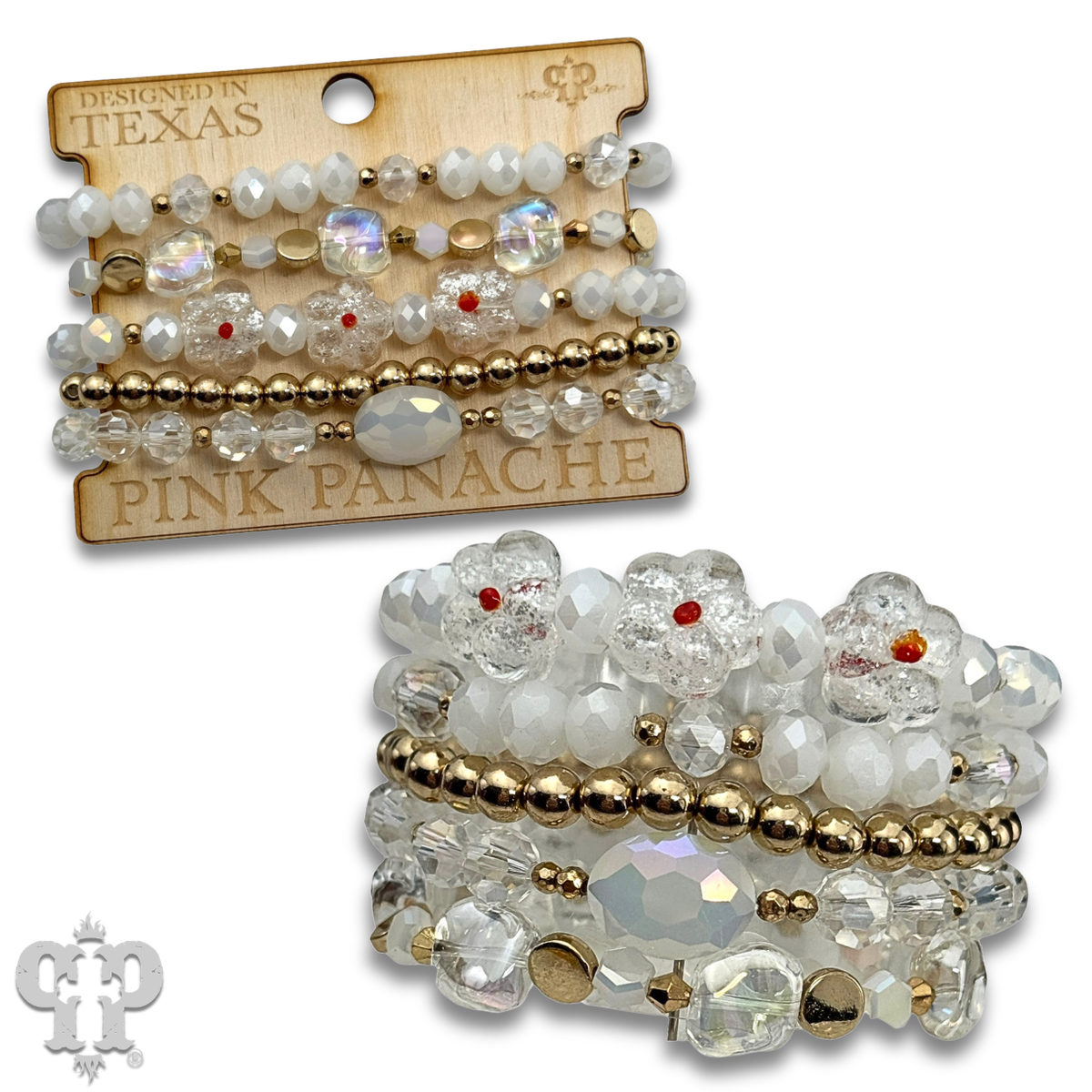 Glass bead variety mix bracelet stack - LC