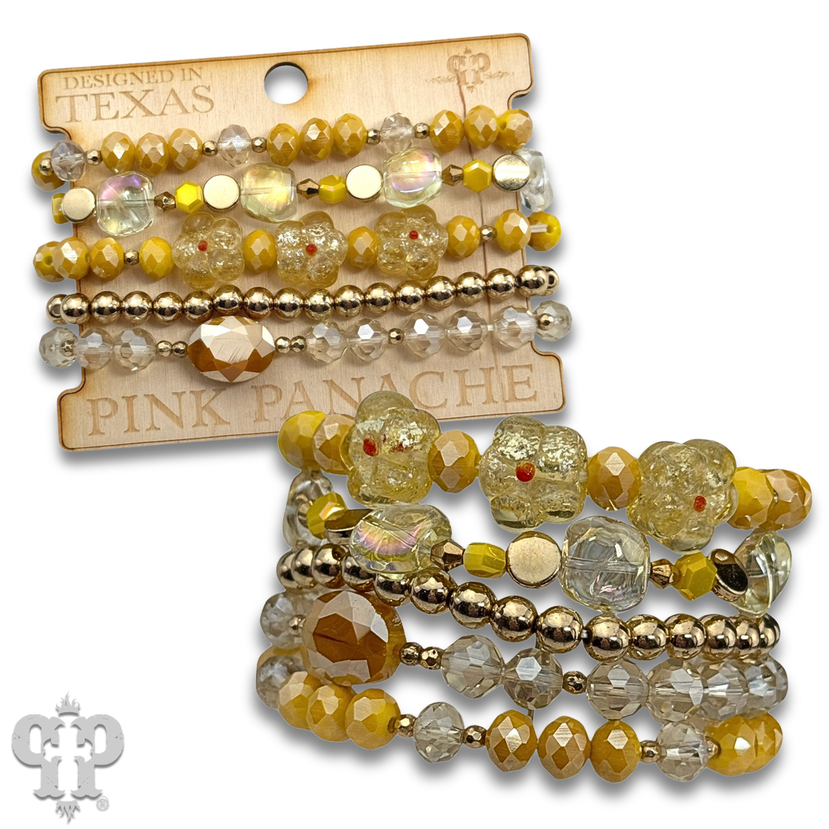 Glass bead variety mix bracelet stack - LC