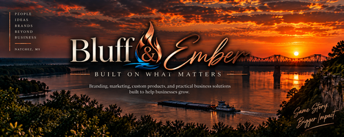 Bluff & Ember custom business banner concept showing a branded banner layout