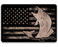 Camouflage American flag fishing metal sign