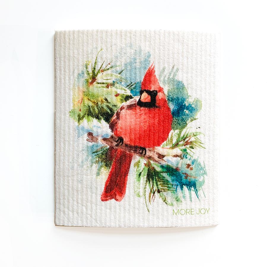 Cardinal Bird Swedish Dishcloth | Red