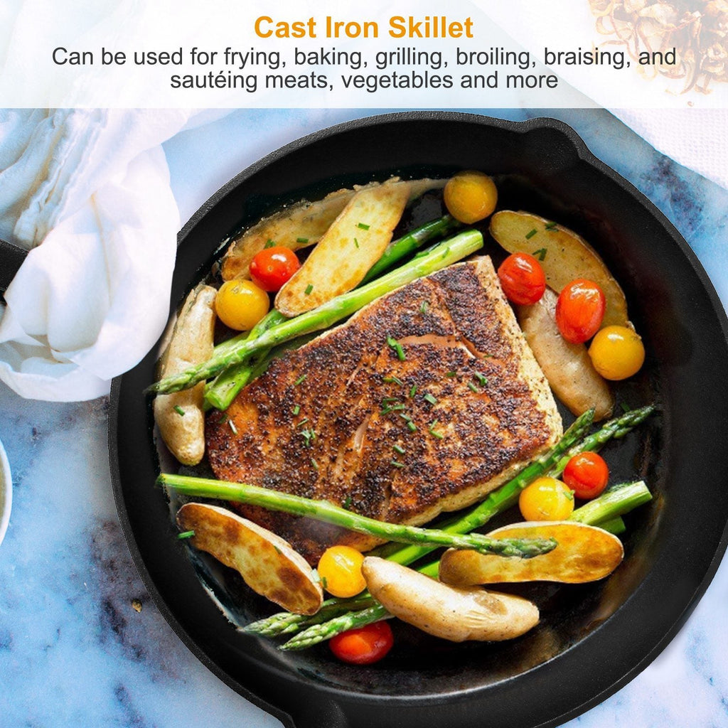 3-Piece Pre-Seasoned Cast Iron Skillet Set (6/8/10 in)