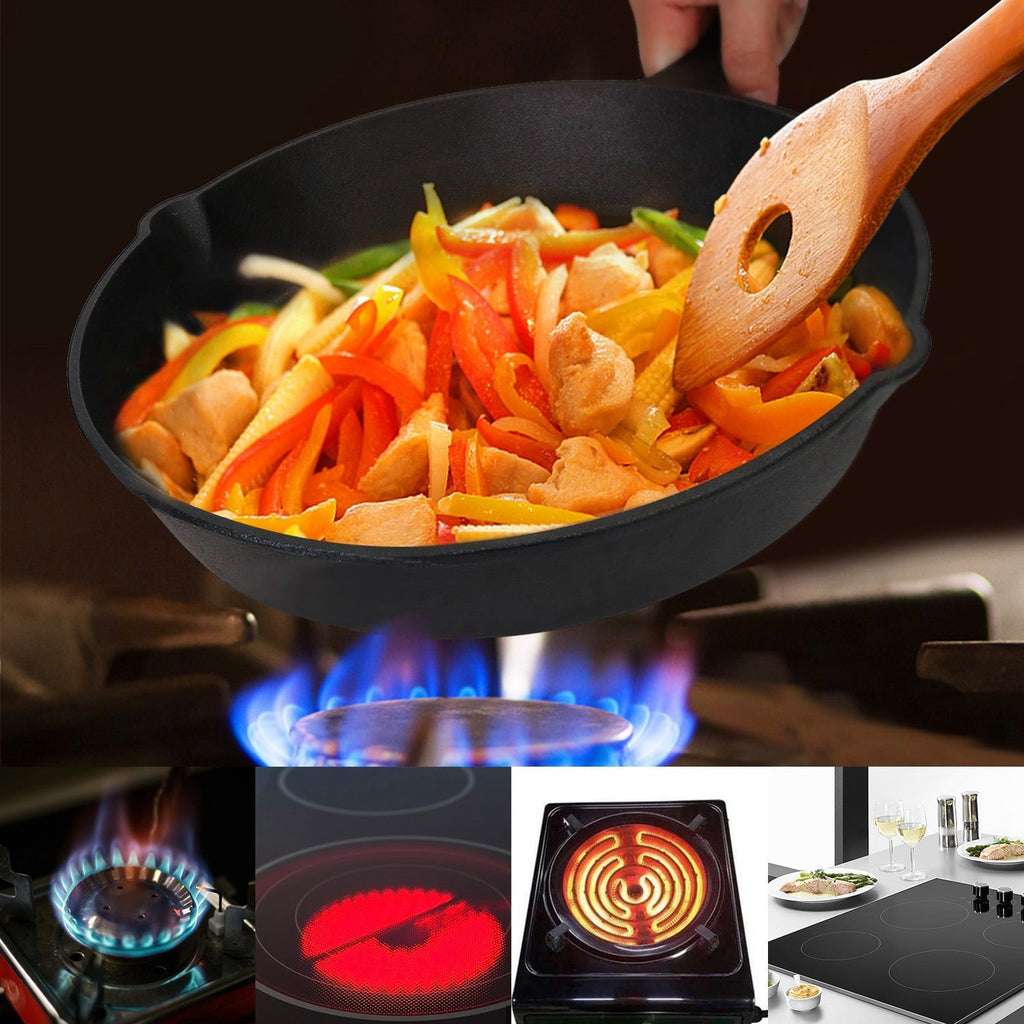 3-Piece Pre-Seasoned Cast Iron Skillet Set (6/8/10 in)