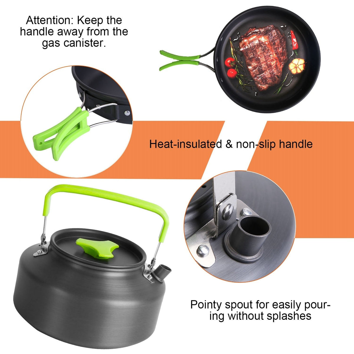 16-Piece Camping Cookware Set with Kettle, Bowls & Utensils