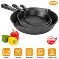 3-Piece Pre-Seasoned Cast Iron Skillet Set (6/8/10 in)