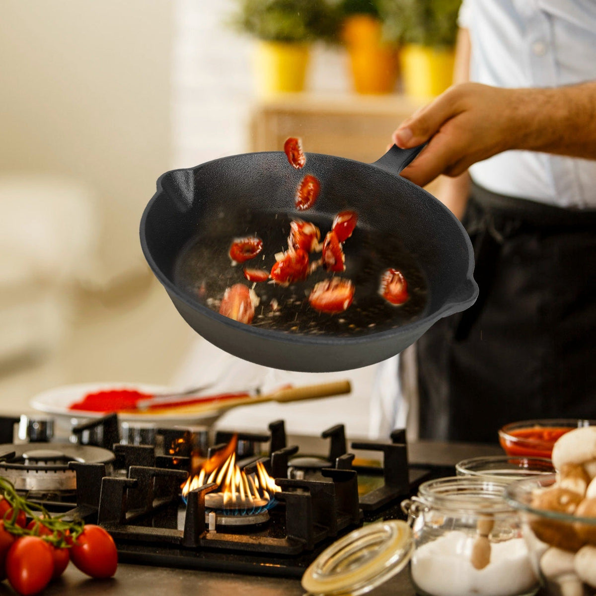 3-Piece Pre-Seasoned Cast Iron Skillet Set (6/8/10 in)