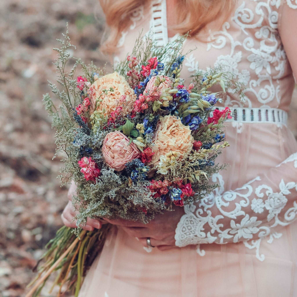 Dried Flower Bouquet – Peony, Larkspur, Lavender & Oats