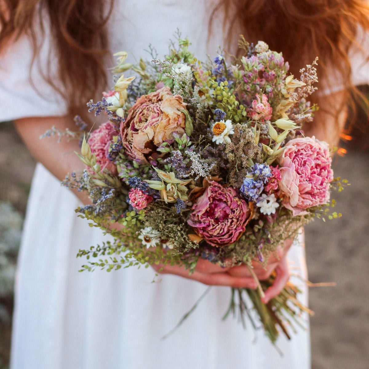 Dried Flower Bouquet – Peony, Larkspur, Lavender & Oats