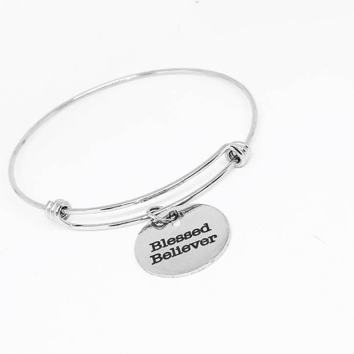 Blessed Believer Stainless Steel Faith Bangle