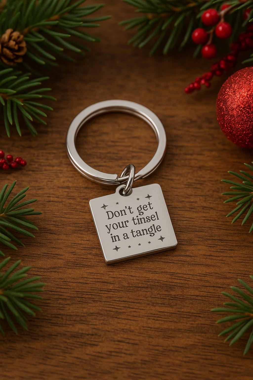 Don't Get Your Tinsel in a Tangle Keychain