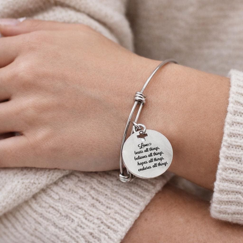 Bible Verse Scripture Bracelet with Cross Charm
