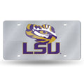 Louisiana State University LSU Tigers Laser Cut Tag Licensed Plate, Mirrored Acrylic Inlaid, Bling Styling, 12x6 Inch