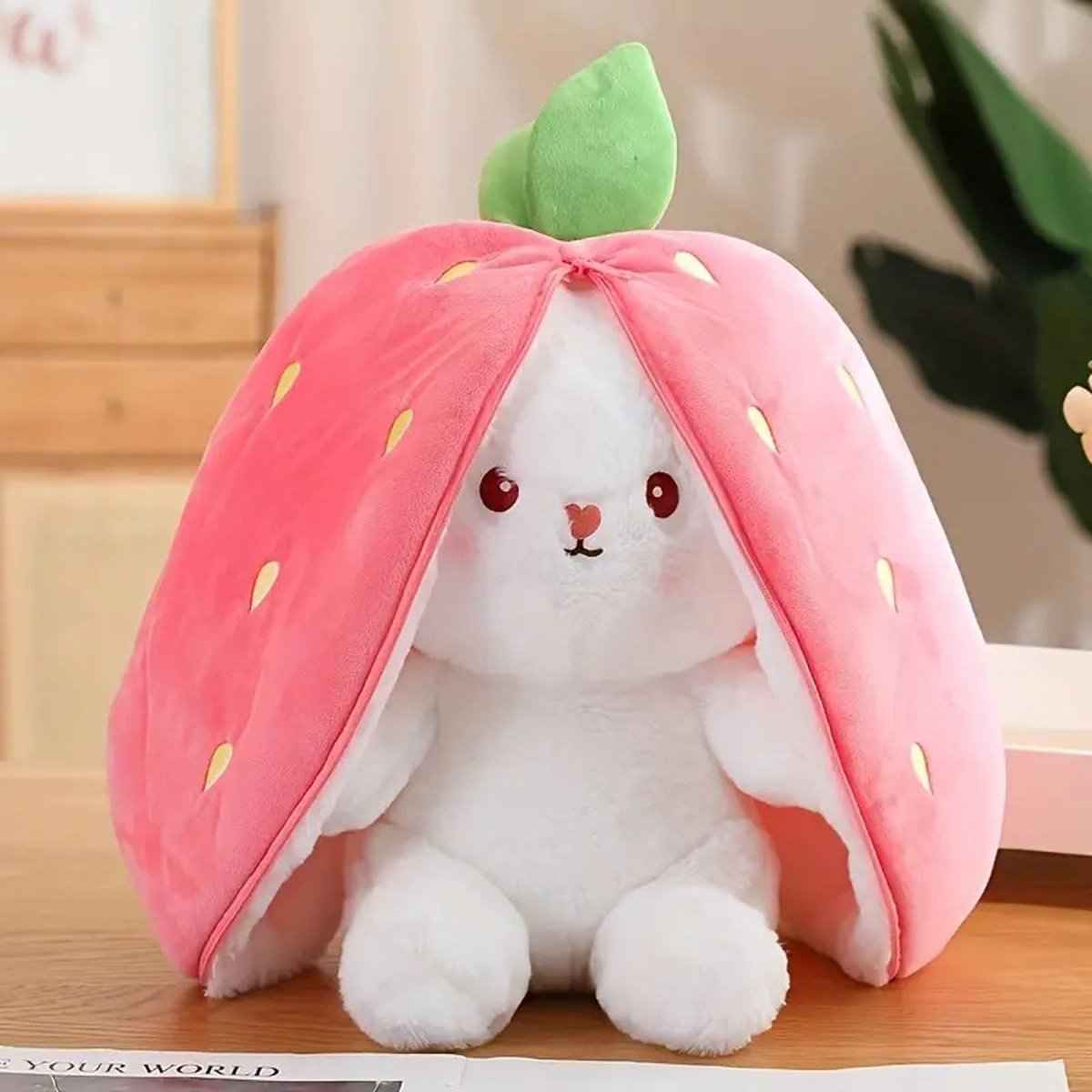 Reversible Strawberry Bunny Plush