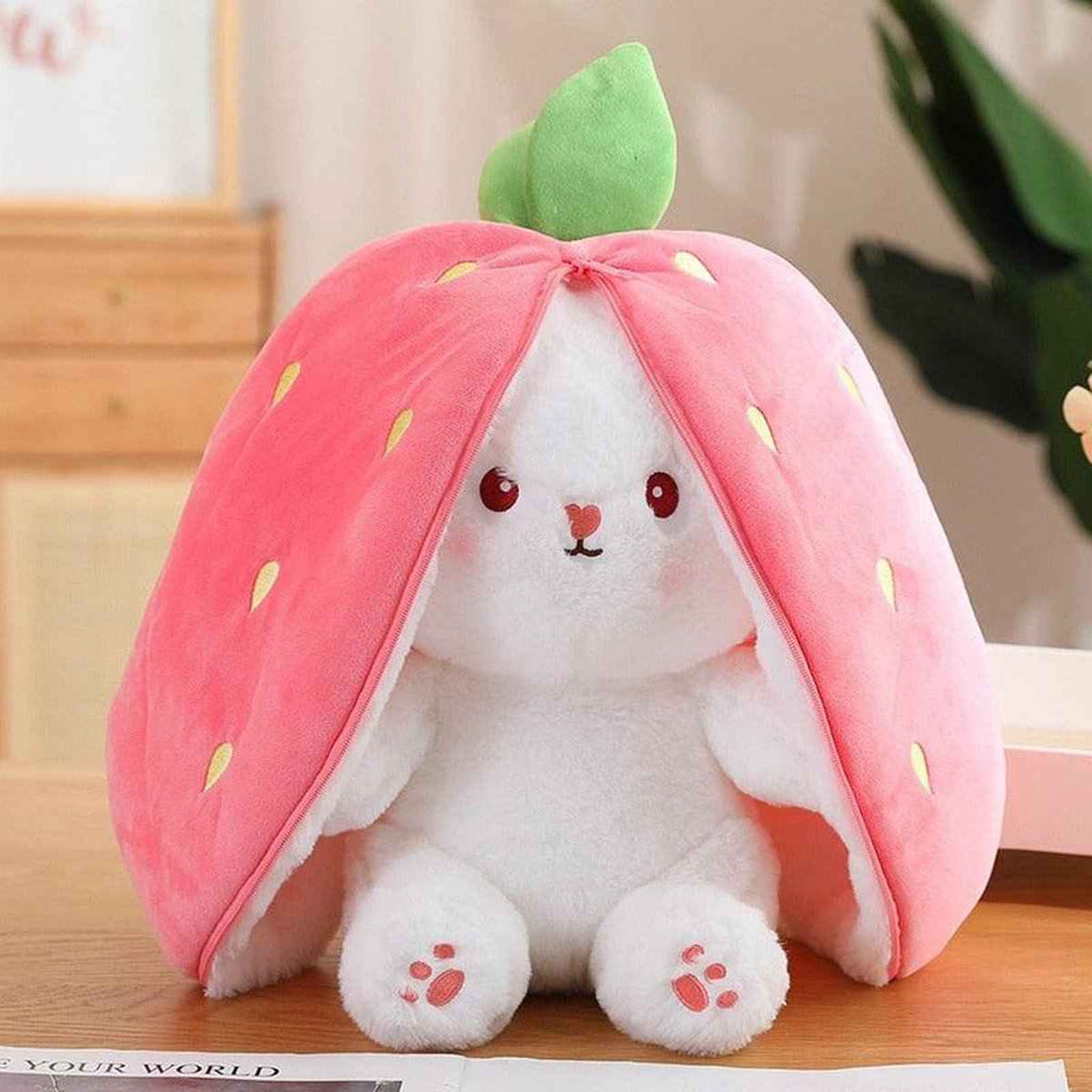 Reversible Strawberry Bunny Plush