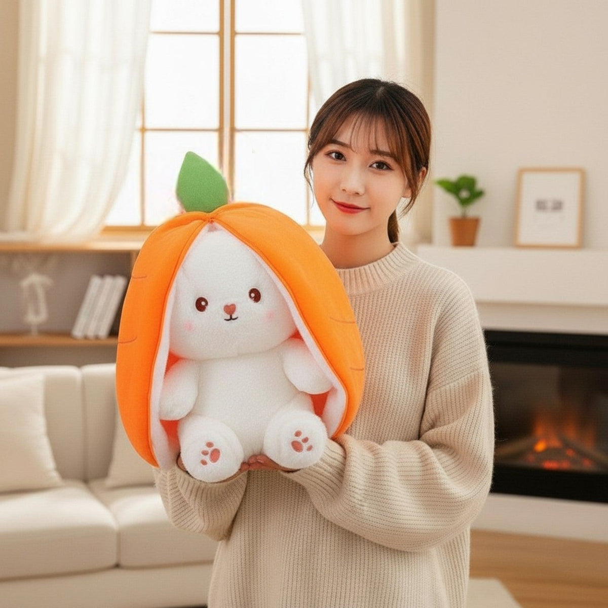 Reversible Strawberry Bunny Plush