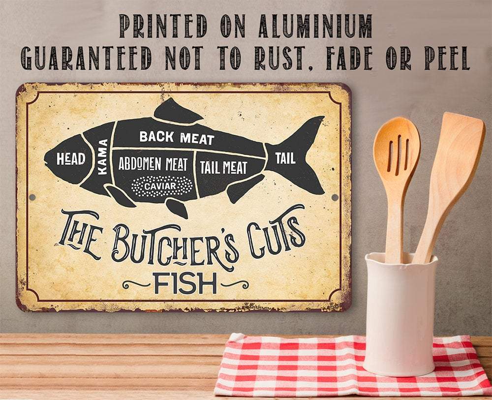 The Butcher's Cut Fish metal sign, alternate view
