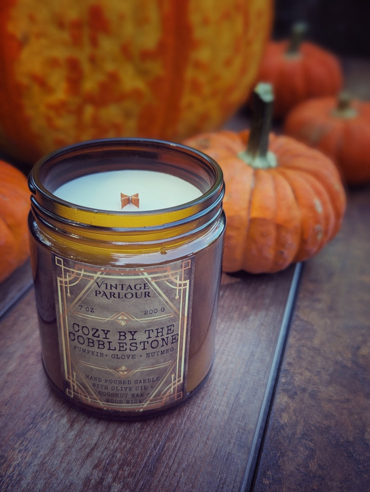 Vintage Wooden Wick Candle – Art Deco 1920s Inspired Scented Candle Gift