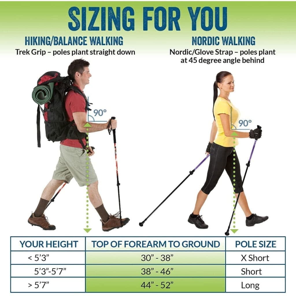 Folding Walking & Hiking Poles with Bag